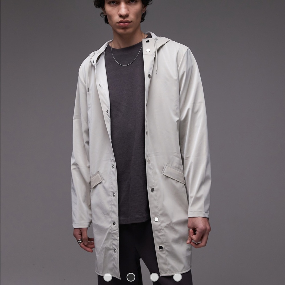 Rains 12020 waterproof long jacket in stone